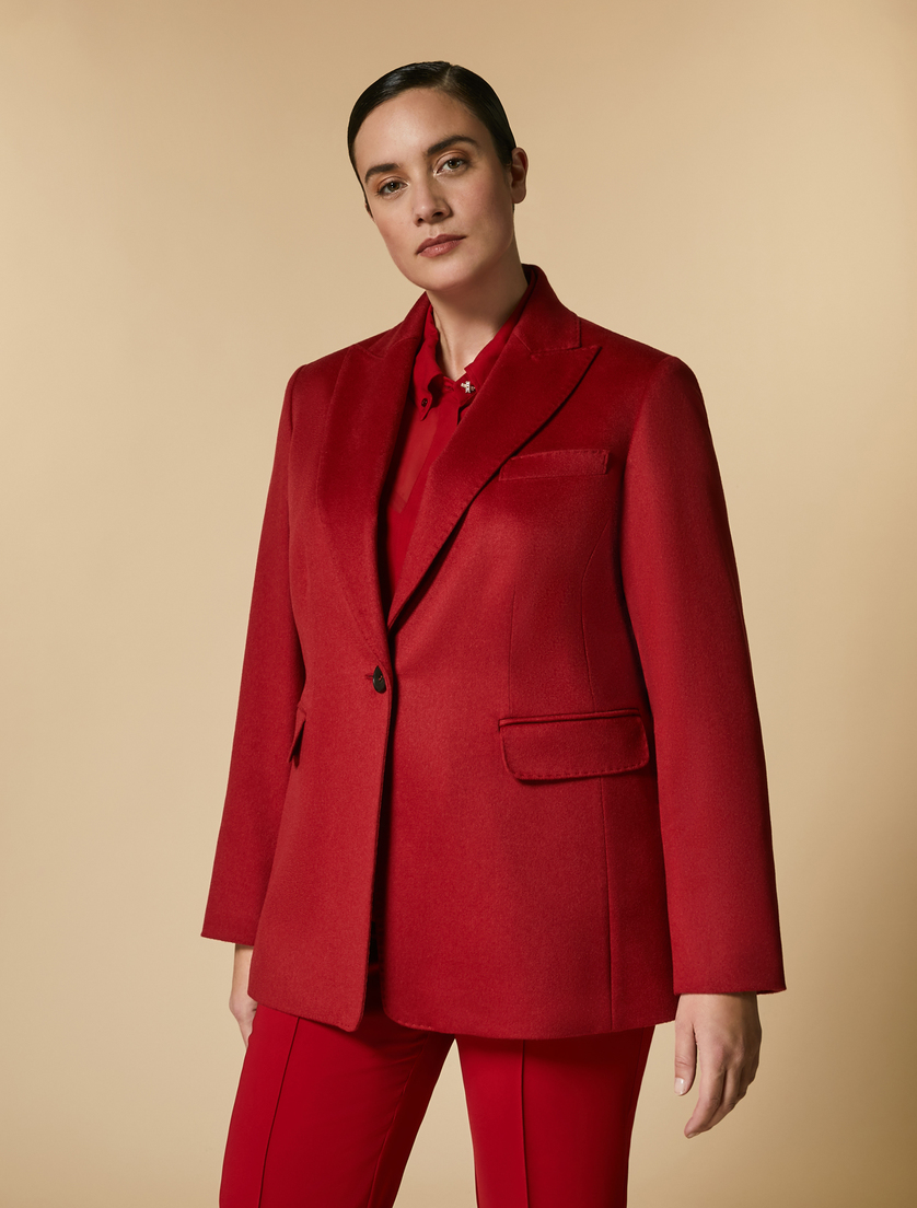 Cashmere broadcloth jacket - Red - Marina Rinaldi