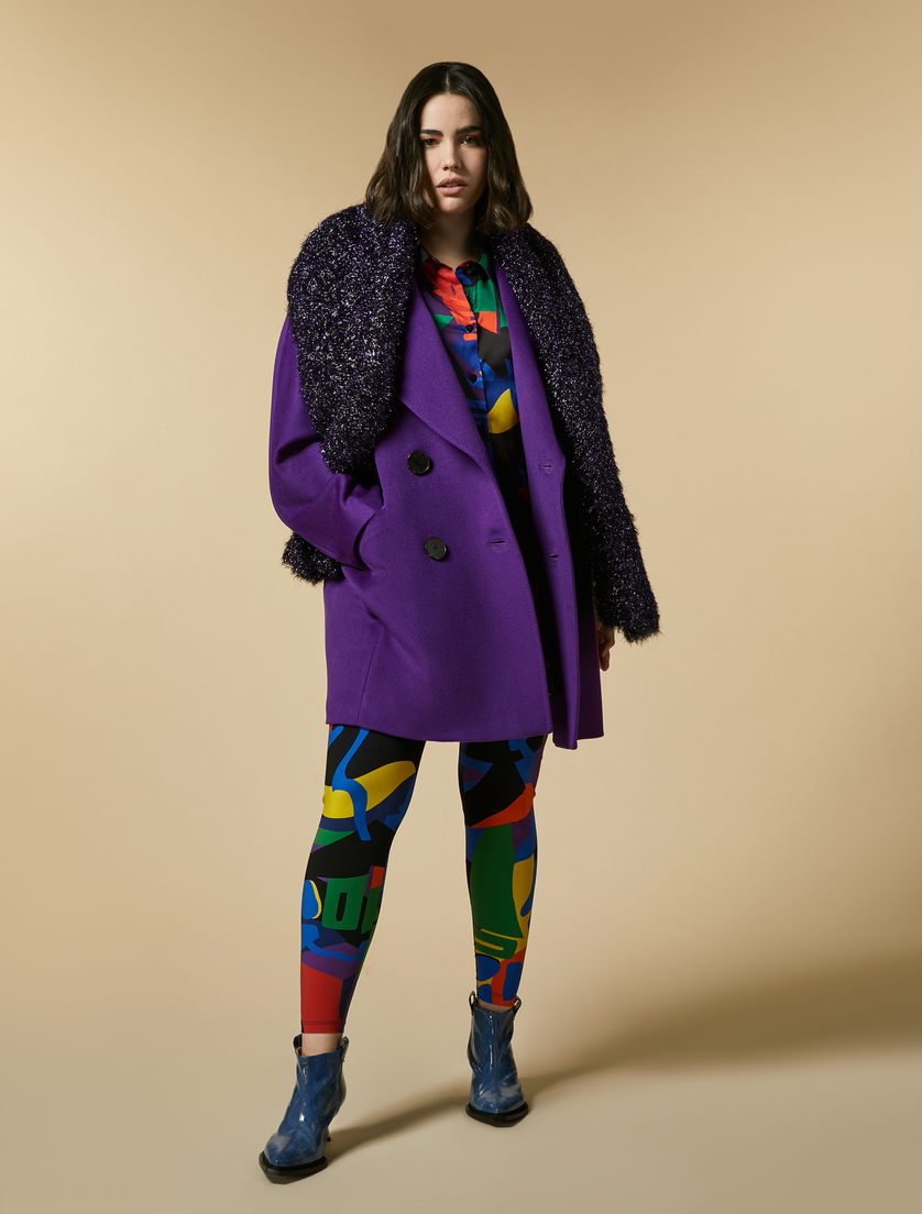 Pure wool broadcloth jacket - Purple - Marina Rinaldi - 4
