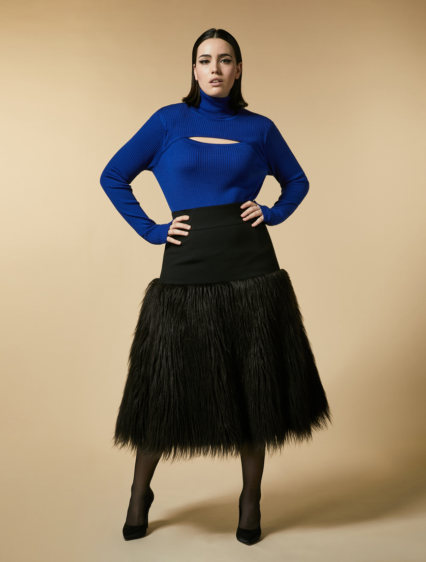 Soft-textured crepe skirt - Black - Marina Rinaldi