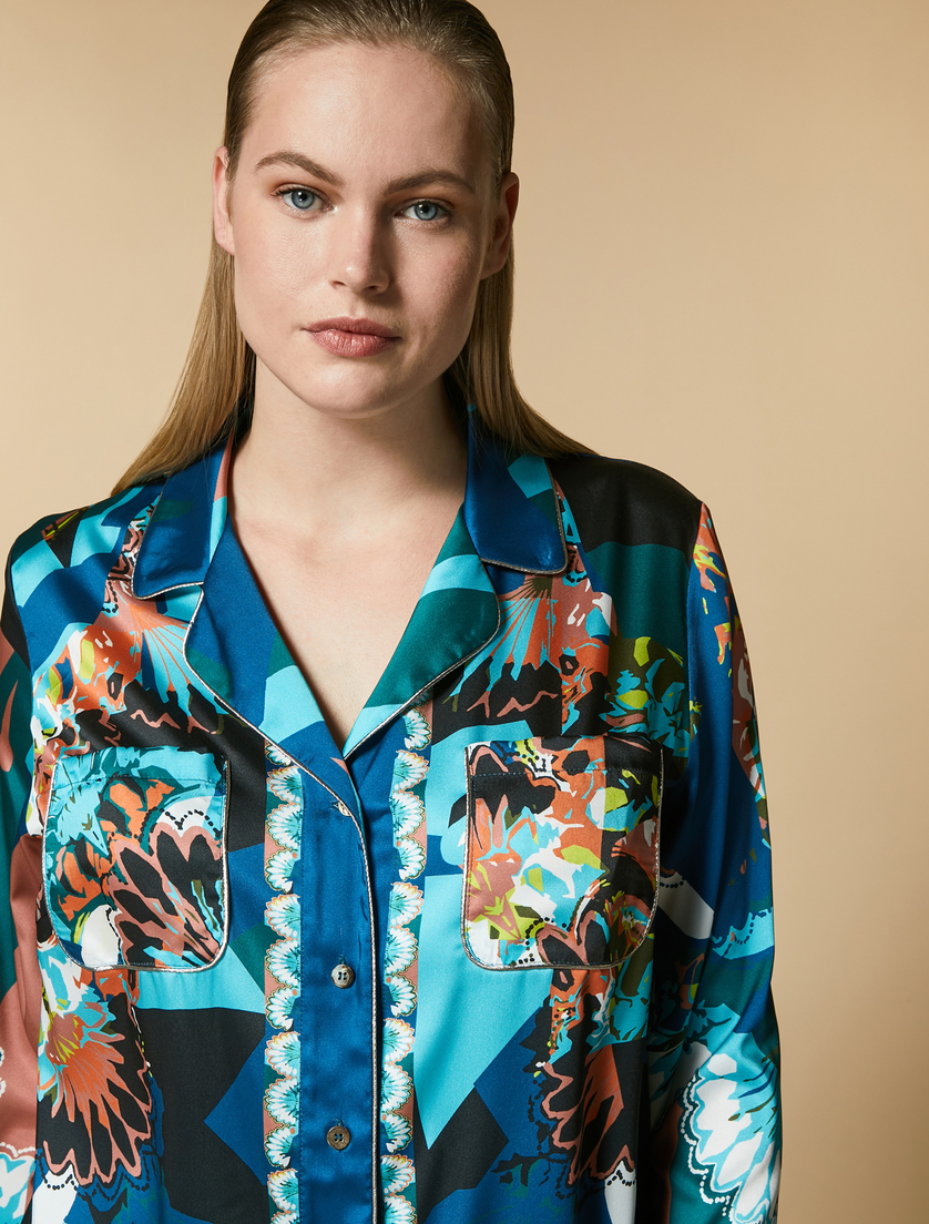 Hemdbluse aus bedrucktem Twill - Blau - Marina Rinaldi - 2