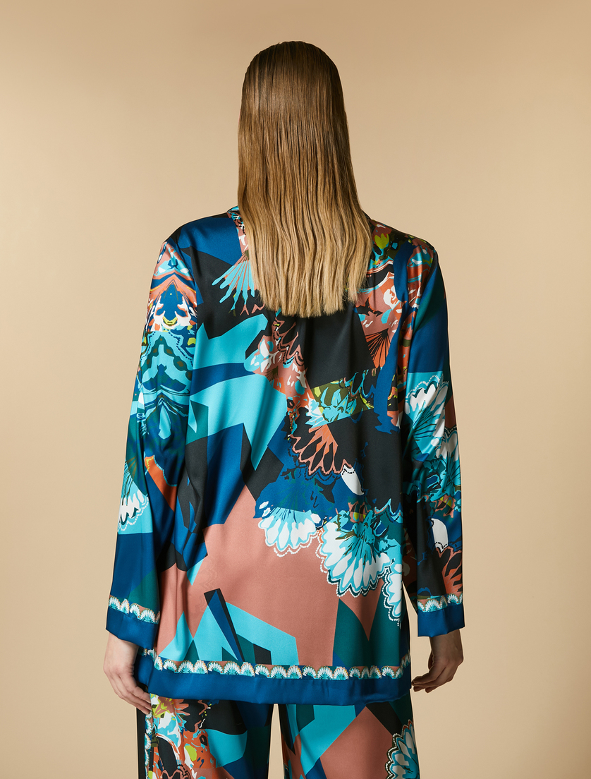 Hemdbluse aus bedrucktem Twill - Blau - Marina Rinaldi - 3
