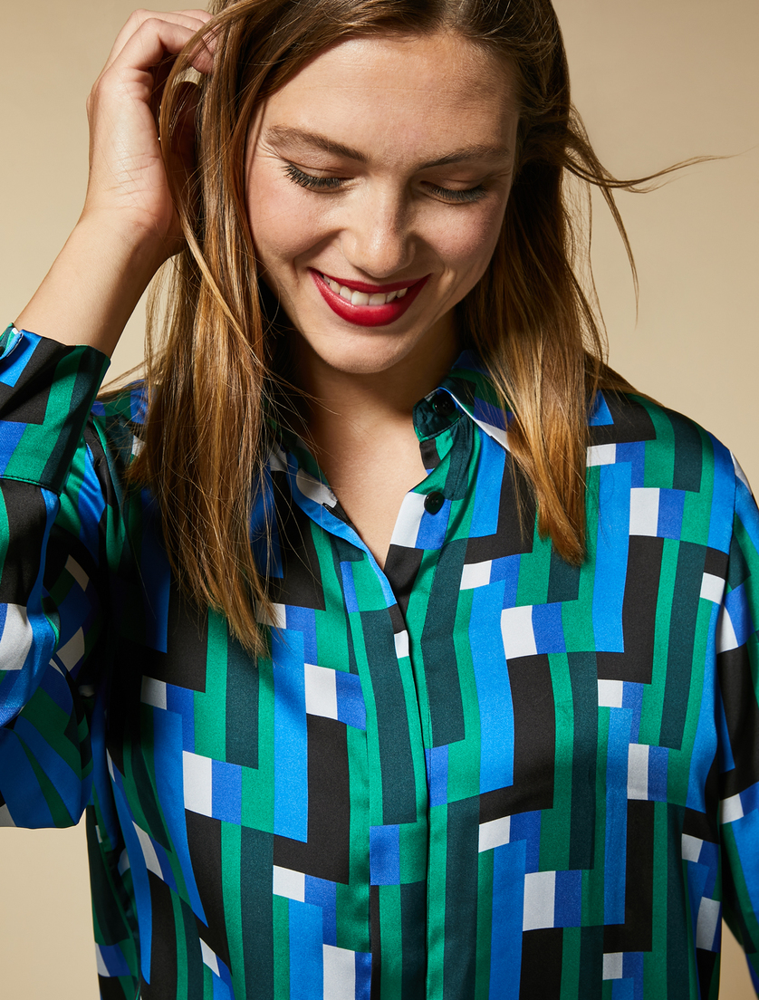 Satin shirt - China blue - Marina Rinaldi - 2