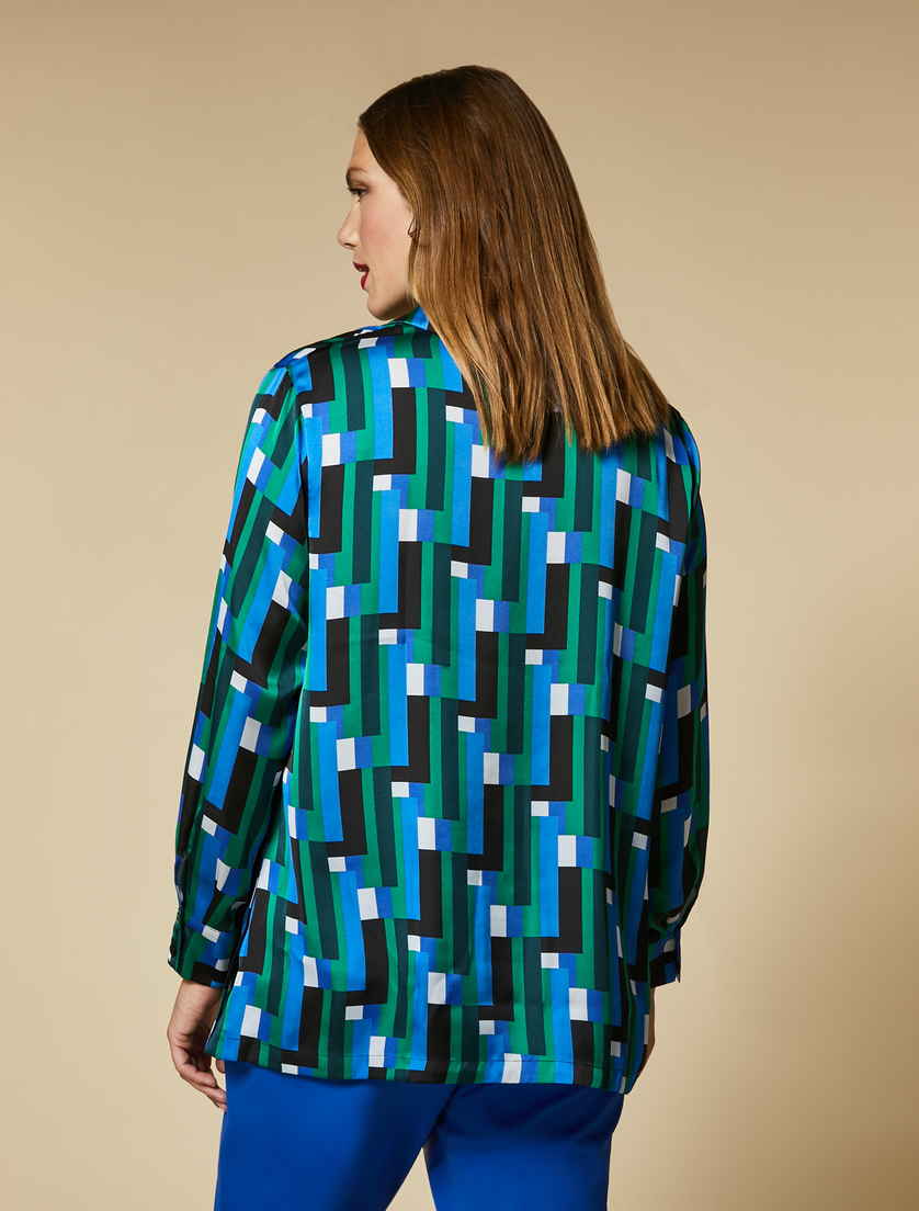 Satin shirt - China blue - Marina Rinaldi - 3