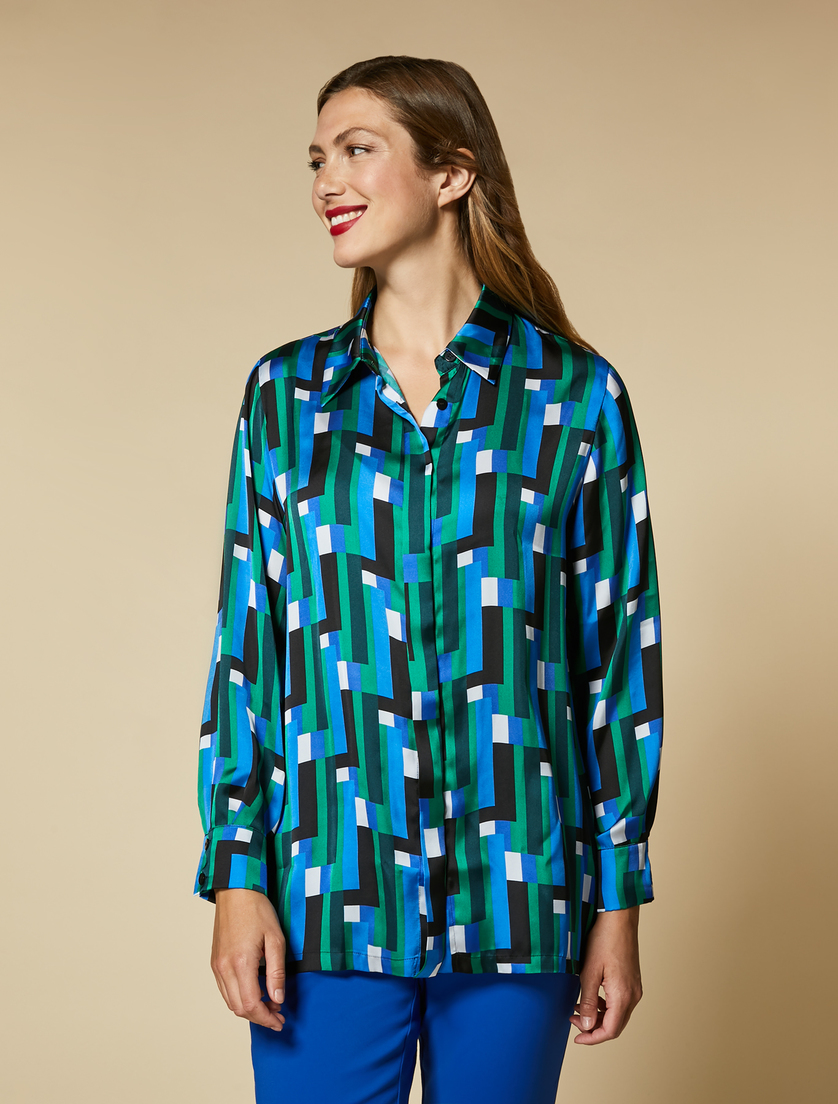 Satin shirt - China blue - Marina Rinaldi