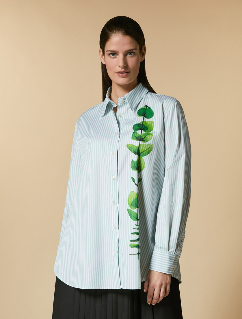 Bluse aus Baumwollpopeline - Grün - Marina Rinaldi