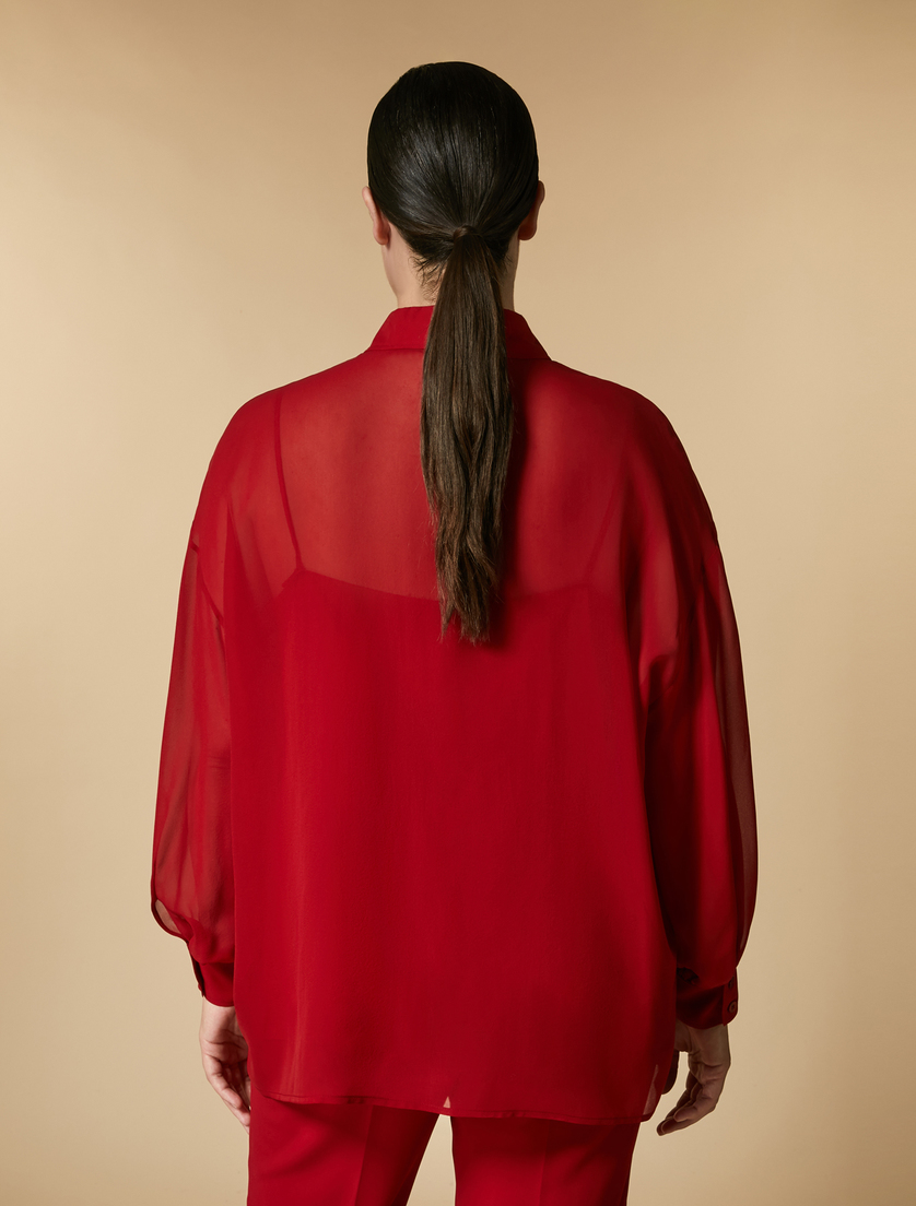 Hemdbluse aus Seidengeorgette - Rot - Marina Rinaldi - 3