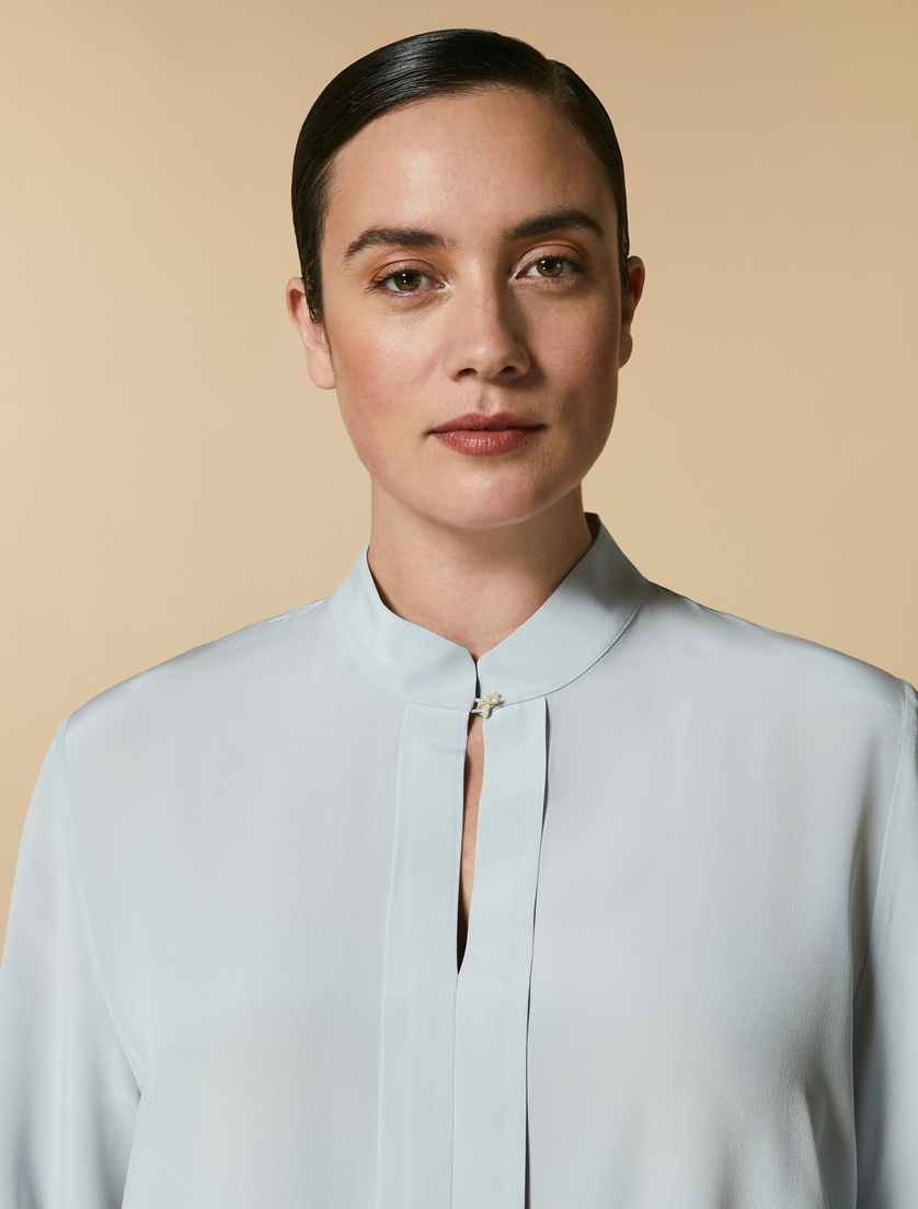 Hemdbluse aus Seiden-Crêpe-de-Chine - Blau - Marina Rinaldi - 2