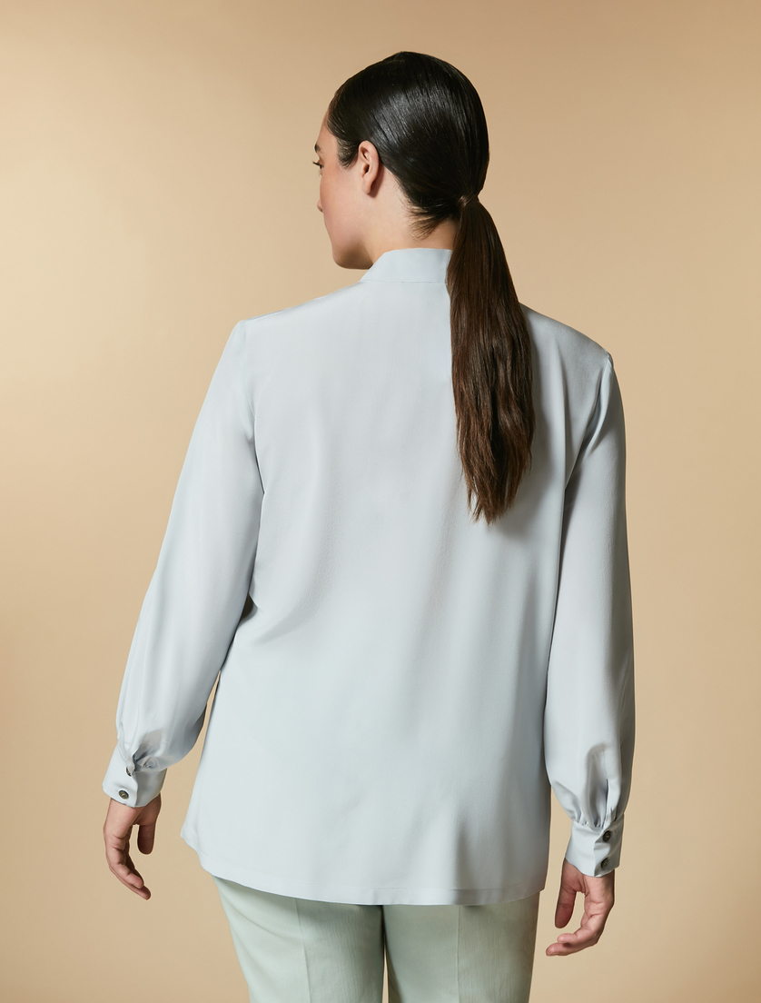 Hemdbluse aus Seiden-Crêpe-de-Chine - Blau - Marina Rinaldi - 3