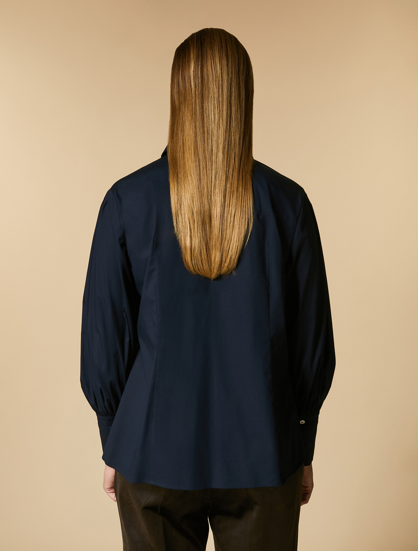 Hemdbluse aus Popeline mit Rüschen - Dunkelblau - Marina Rinaldi - 3