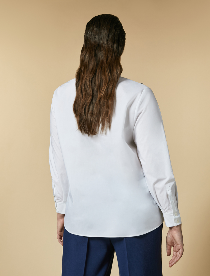Embroidered poplin shirt - White - Marina Rinaldi - 3