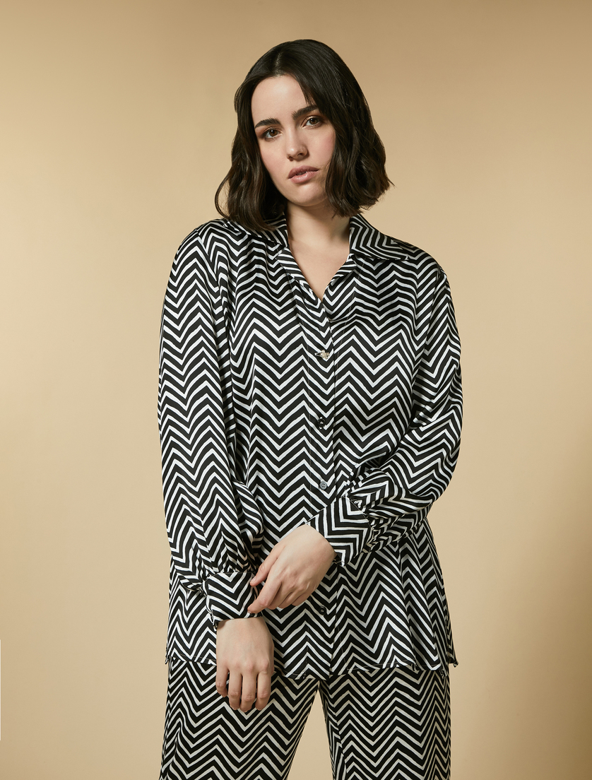 Printed satin shirt - Black - Marina Rinaldi