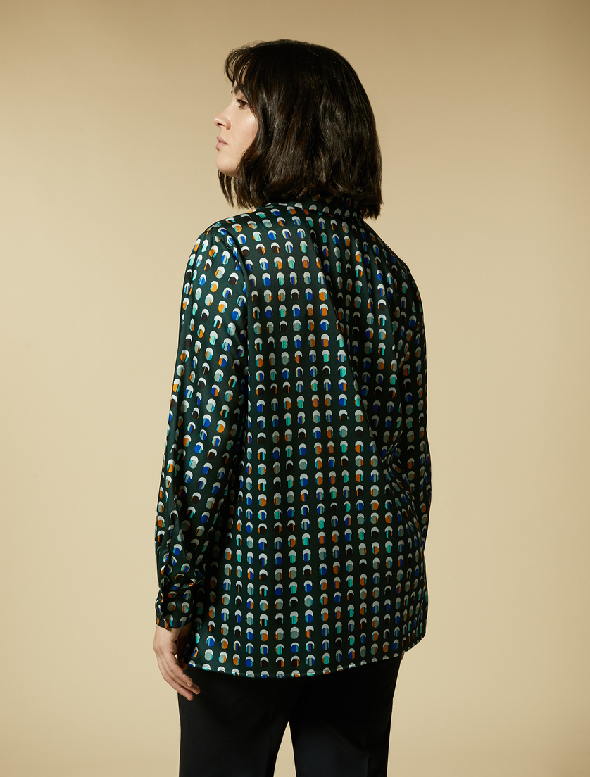 Hemdbluse aus bedrucktem Twill - Dunkelgrün - Marina Rinaldi - 3