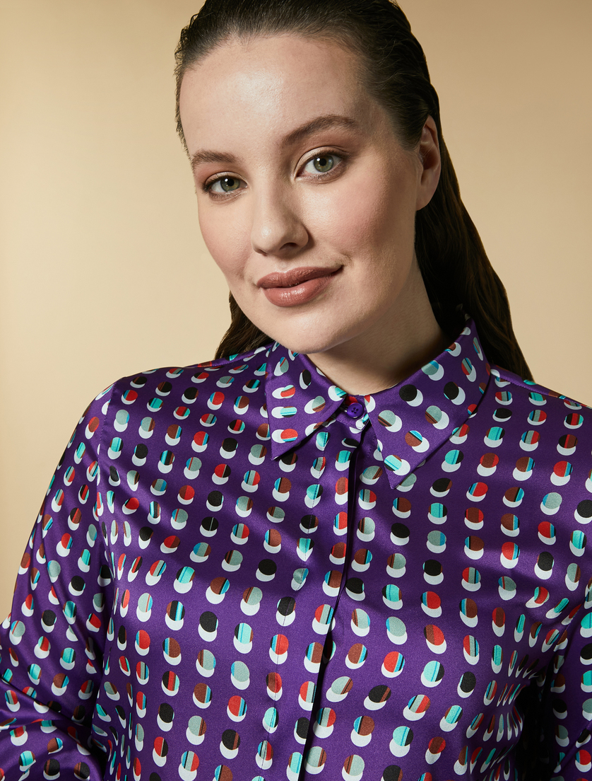 Printed twill shirt - Purple - Marina Rinaldi - 2