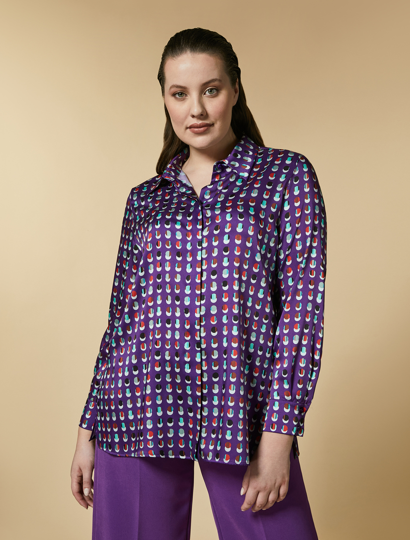Printed twill shirt - Purple - Marina Rinaldi