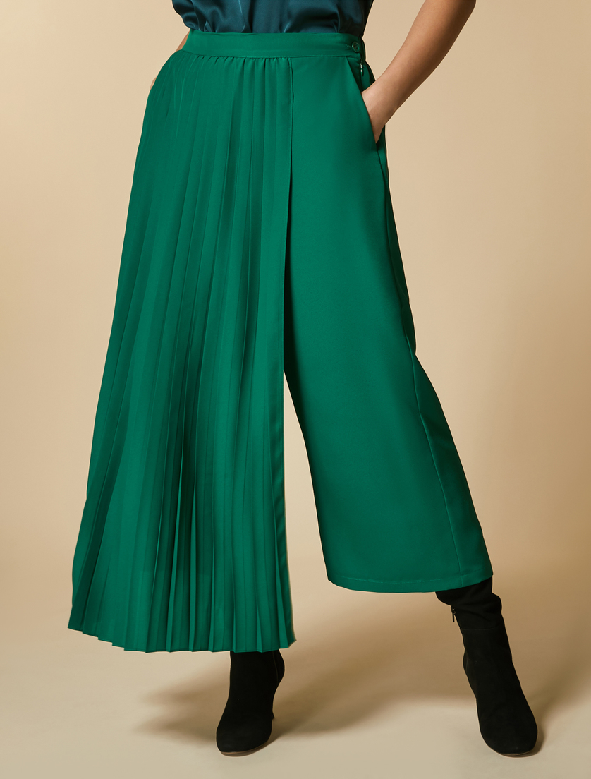 Crepe de chine trousers - Dark green - Marina Rinaldi - 2