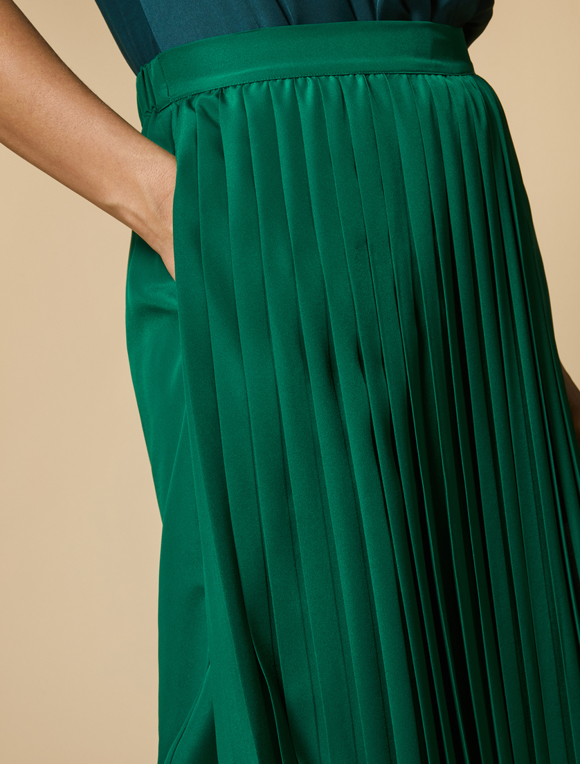 Crepe de chine trousers - Dark green - Marina Rinaldi - 3