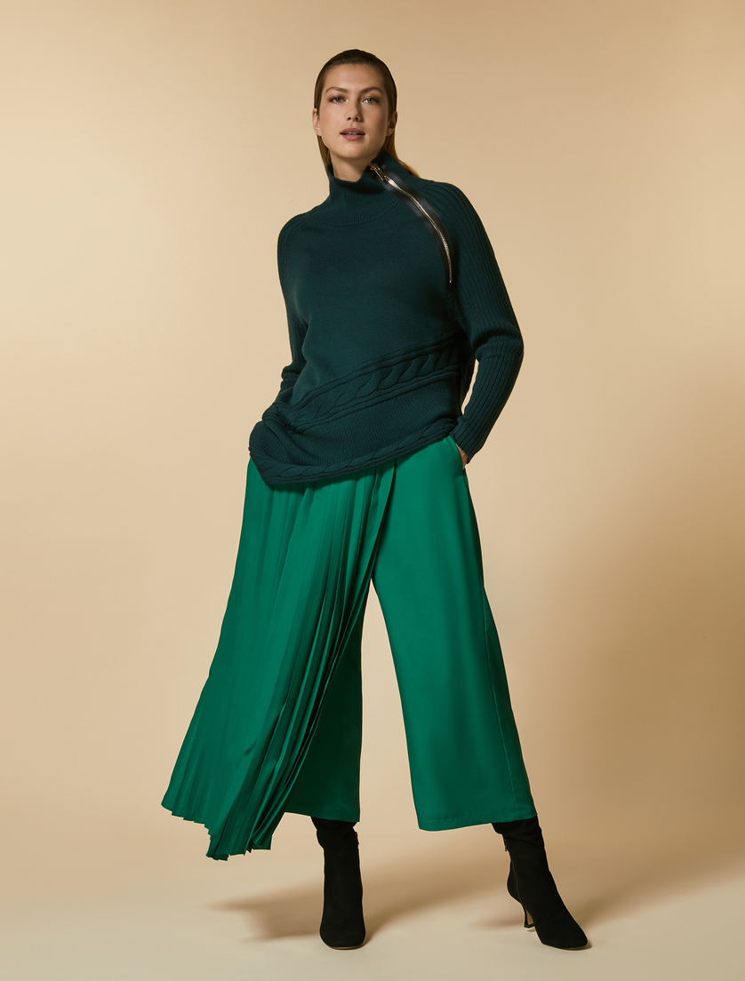 Crepe de chine trousers - Dark green - Marina Rinaldi