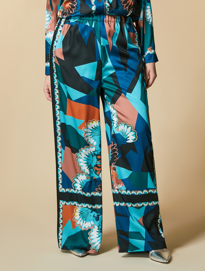 Printed twill trousers - China blue - Marina Rinaldi - 2