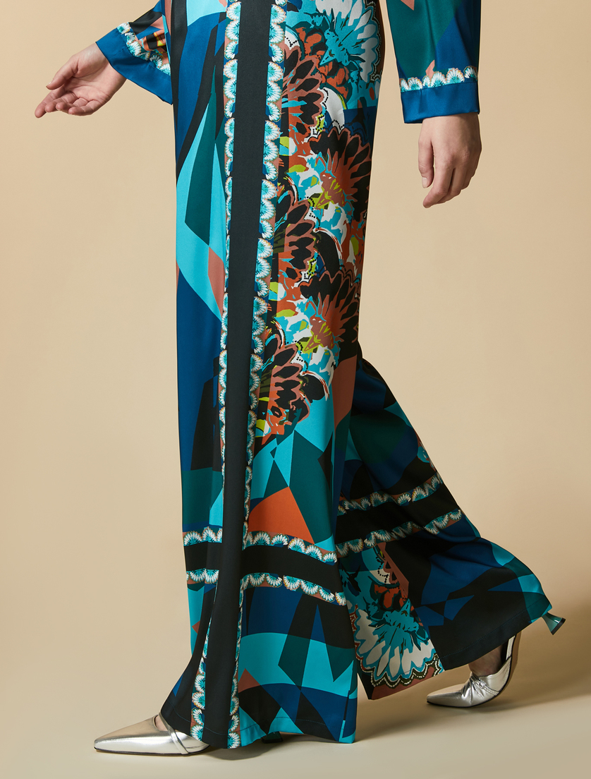 Printed twill trousers - China blue - Marina Rinaldi - 3