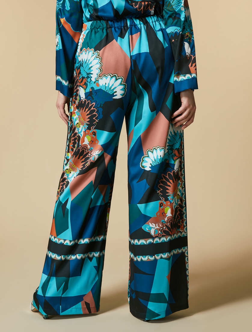 Printed twill trousers - China blue - Marina Rinaldi - 4