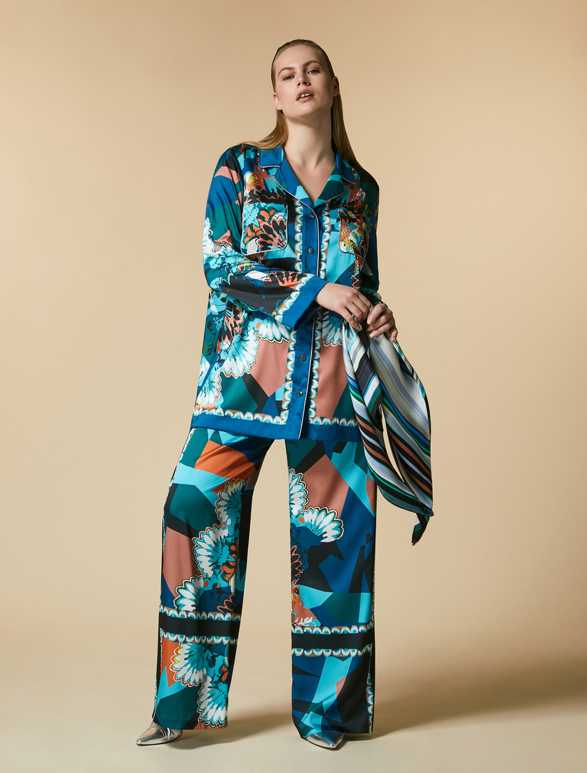 Printed twill trousers - China blue - Marina Rinaldi - 5