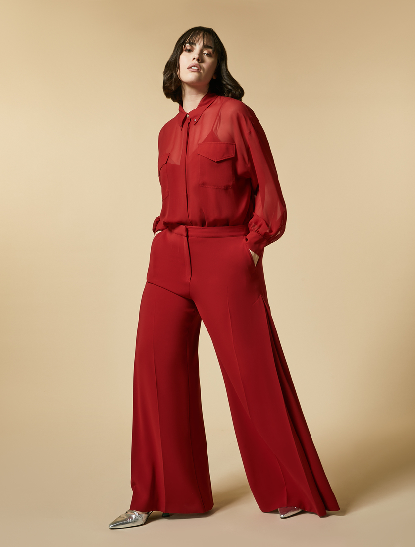 Triacetate trousers - Red - Marina Rinaldi