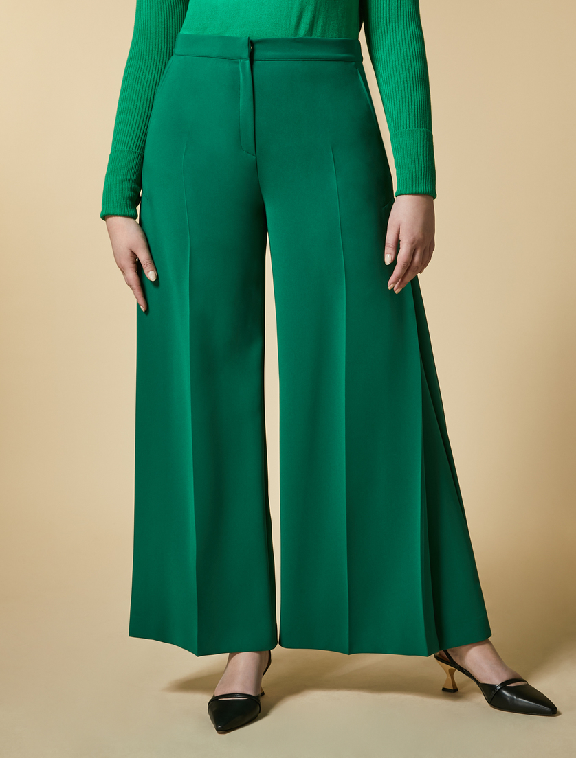 Triacetate trousers - Dark green - Marina Rinaldi - 2