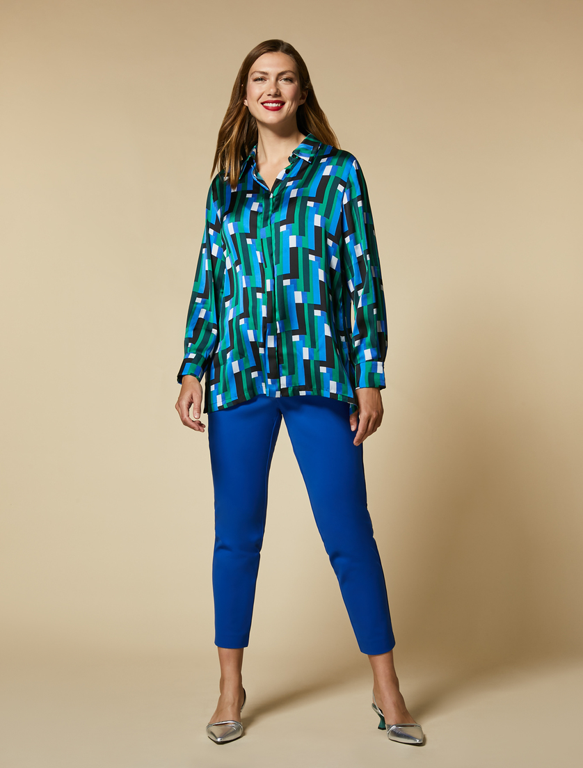 Cotton-blend trousers - China blue - Marina Rinaldi