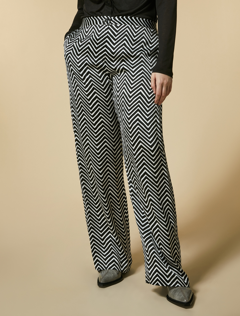 Printed satin trousers - Black - Marina Rinaldi - 2
