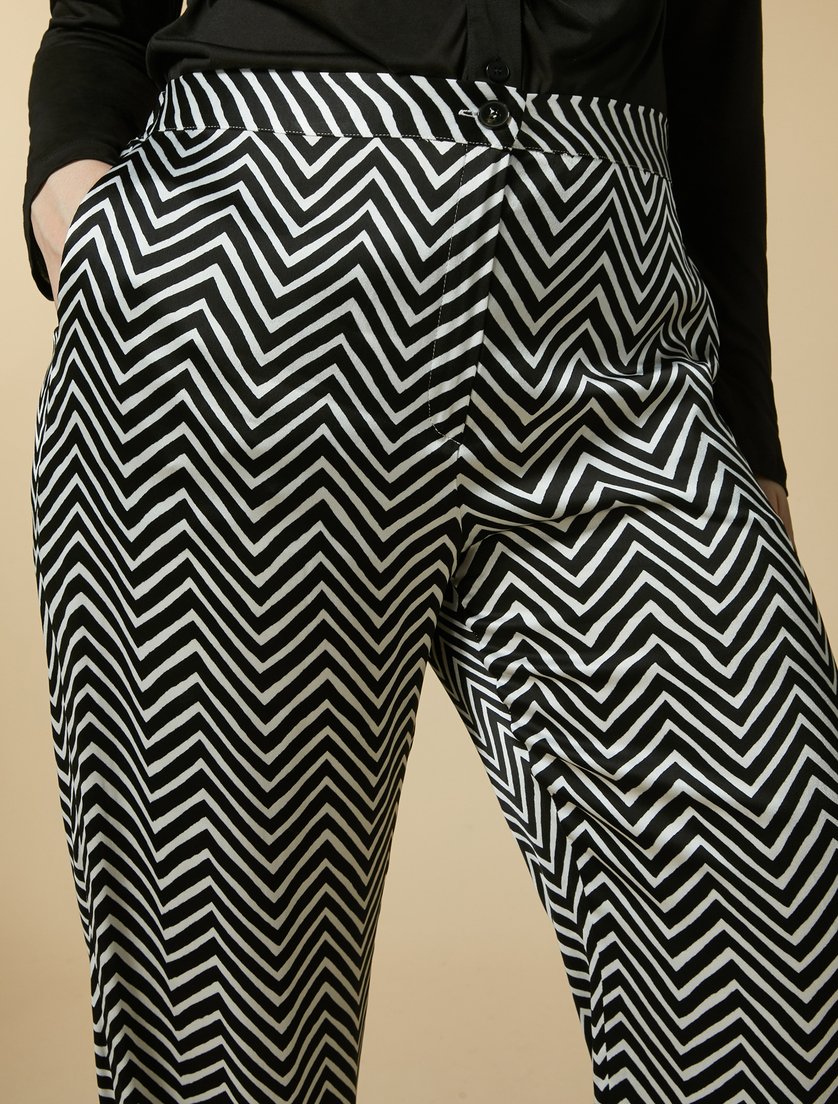 Printed satin trousers - Black - Marina Rinaldi - 3