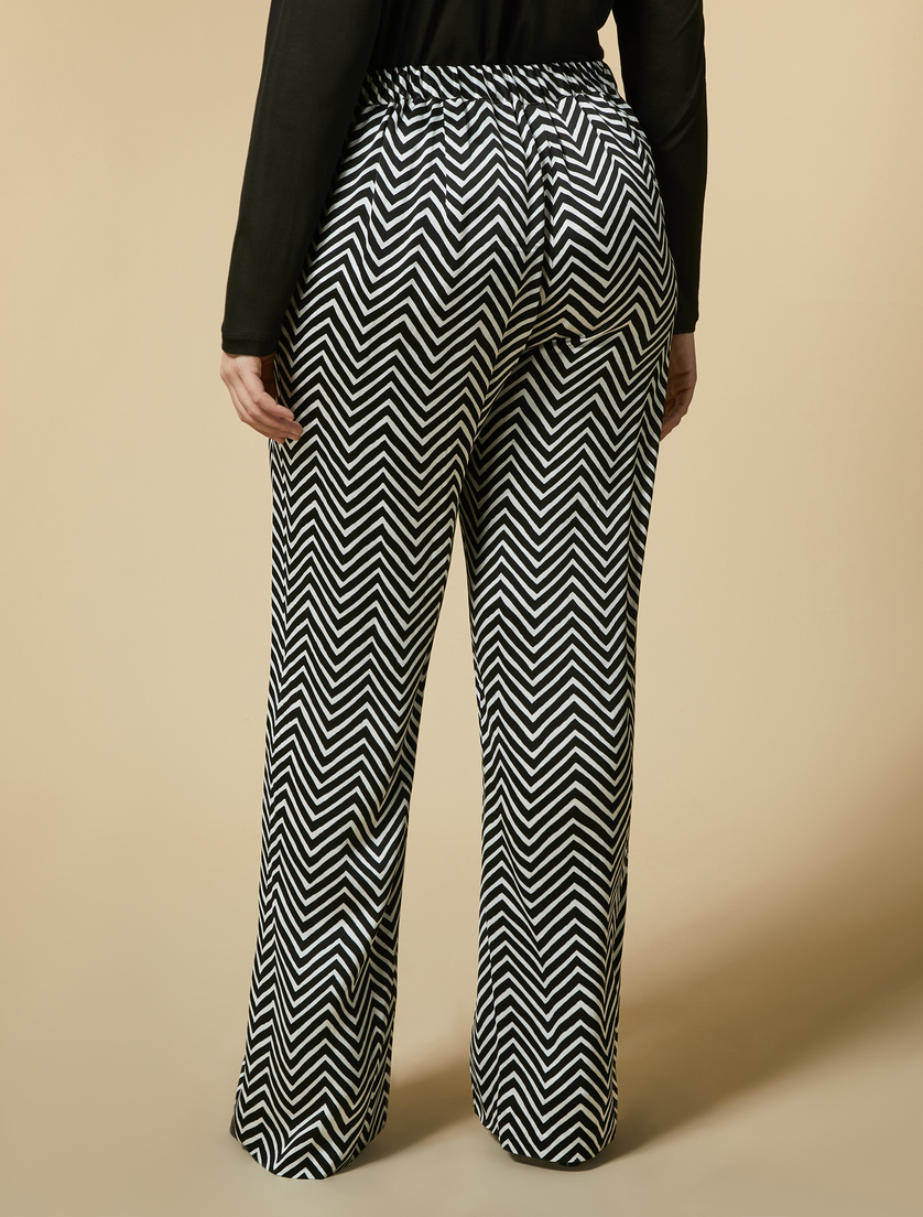 Printed satin trousers - Black - Marina Rinaldi - 4
