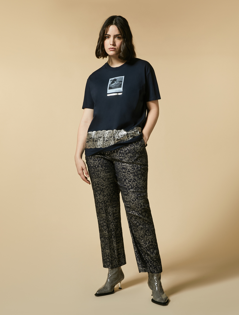 Jacquard trousers - Dark navy - Marina Rinaldi