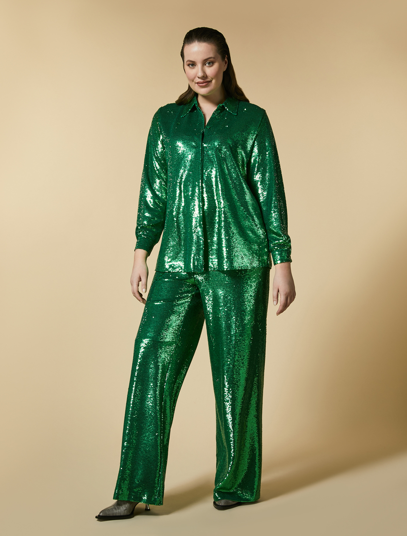 Hose mit Pailletten - Grün - Marina Rinaldi - 5