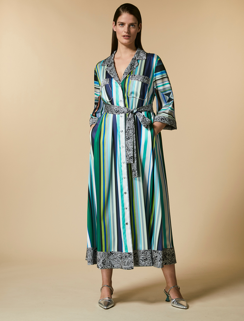 Printed twill shirt dress - Dark green - Marina Rinaldi - 4