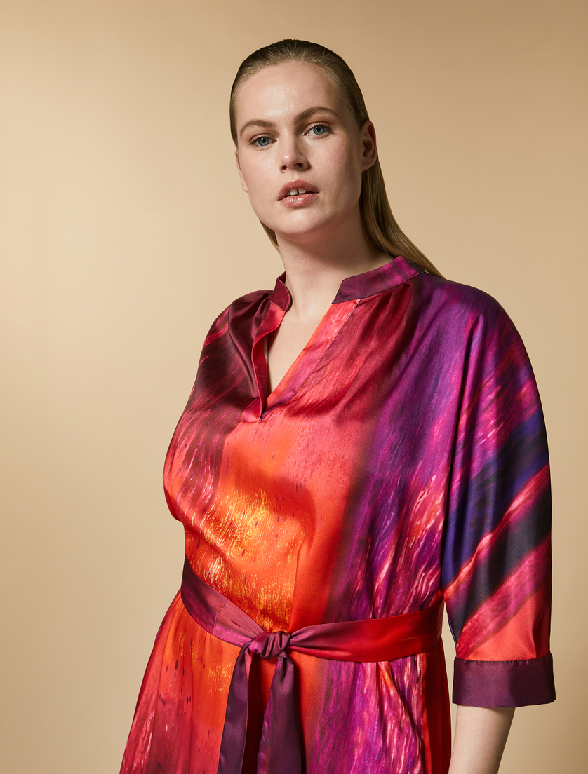 Printed twill dress - Red - Marina Rinaldi - 2