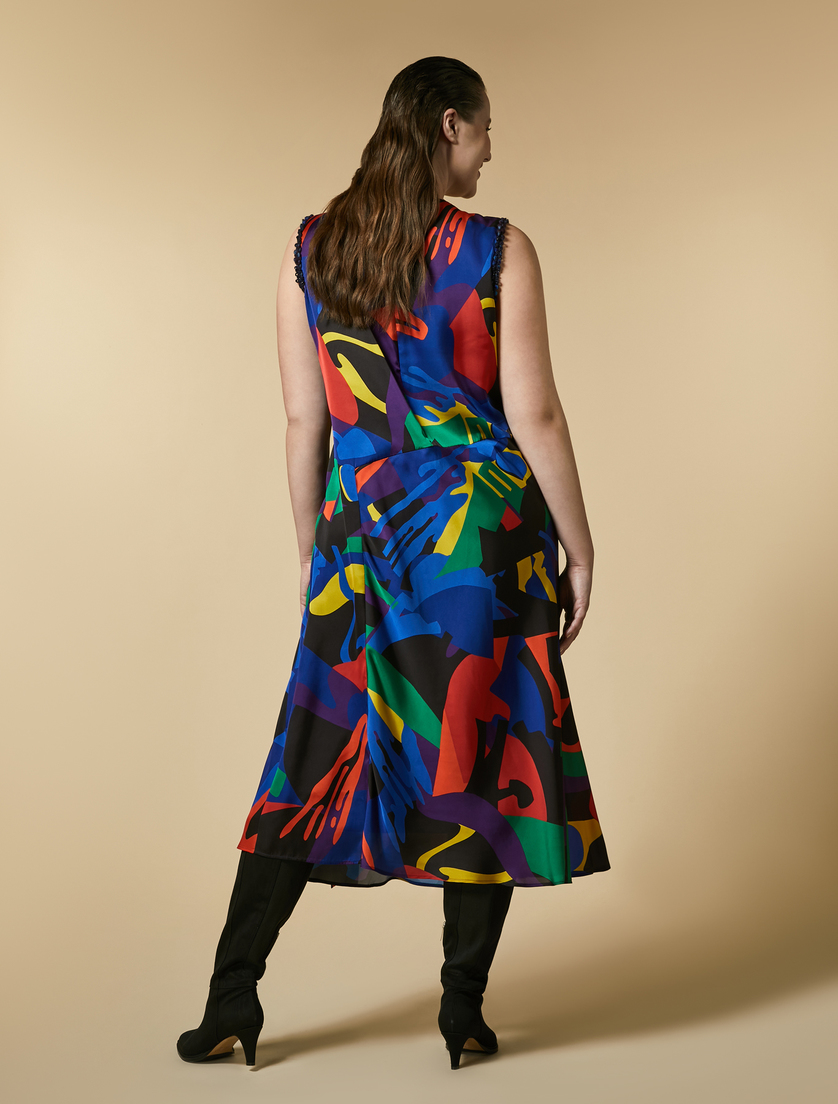 Kleid aus bedrucktem Satin - Blau - Marina Rinaldi - 3