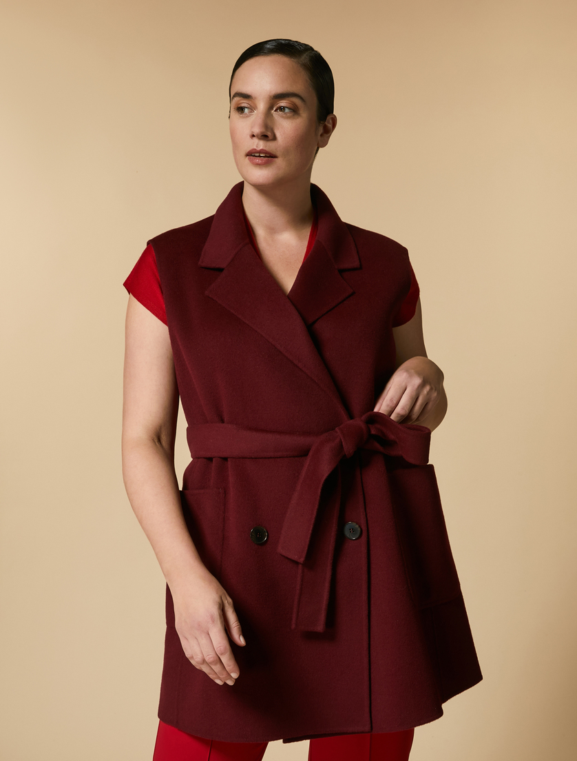 Double-faced wool-blend gilet - Bordeaux - Marina Rinaldi