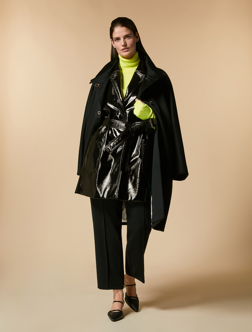 Weste aus Craquelé-Lackleder - Schwarz - Marina Rinaldi - 4
