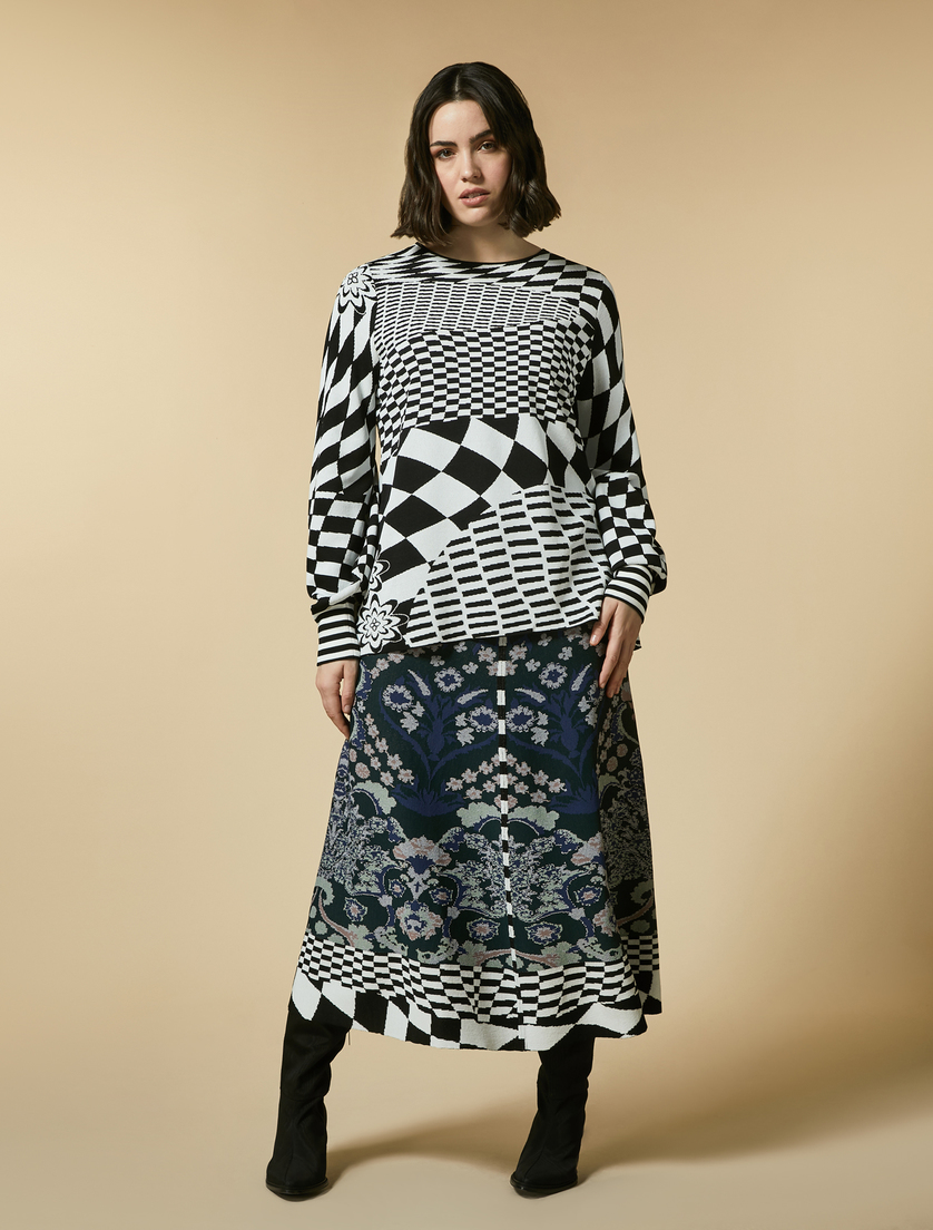 Printed viscose skirt - Green - Marina Rinaldi