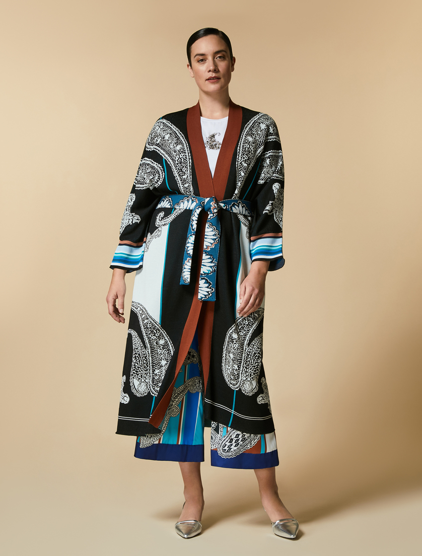 Long jacquard cardigan - Black - Marina Rinaldi