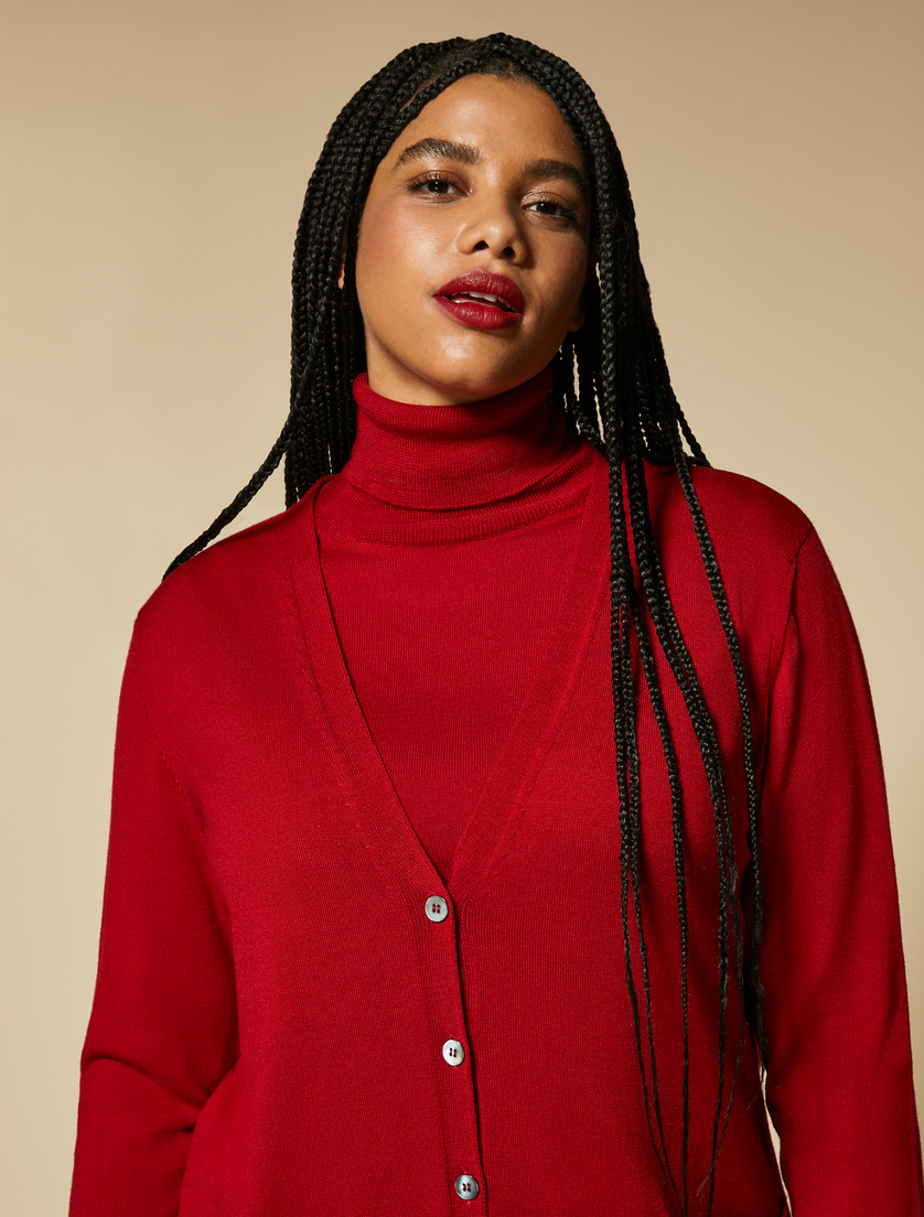 Pure wool cardigan - Red - Marina Rinaldi - 2