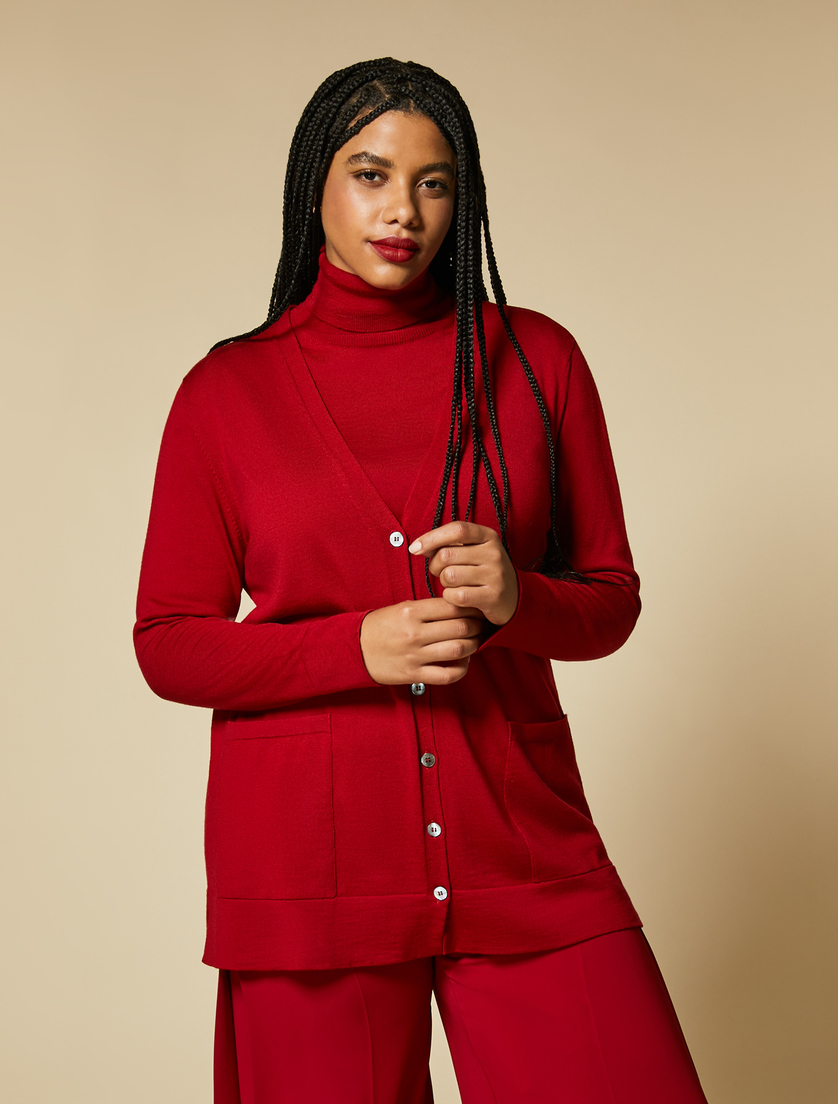 Pure wool cardigan - Red - Marina Rinaldi