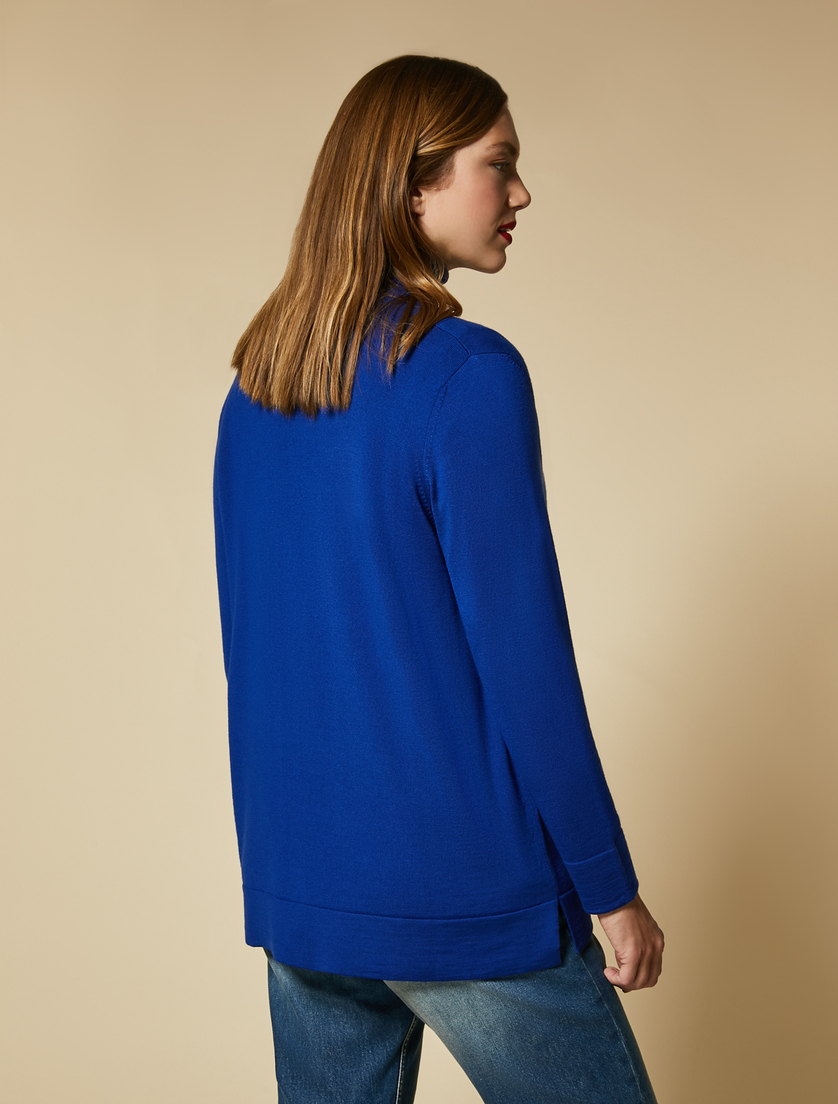 Cardigan aus reiner Wolle - Blau - Marina Rinaldi - 3