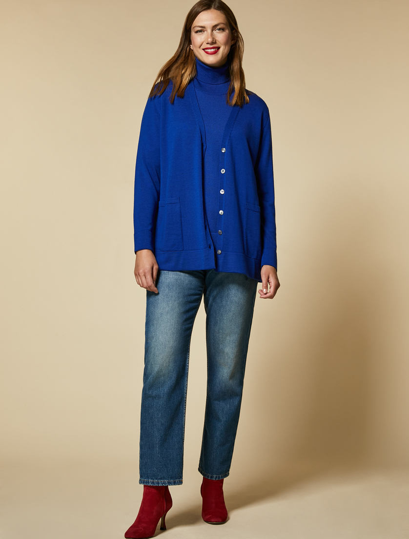 Cardigan aus reiner Wolle - Blau - Marina Rinaldi - 4