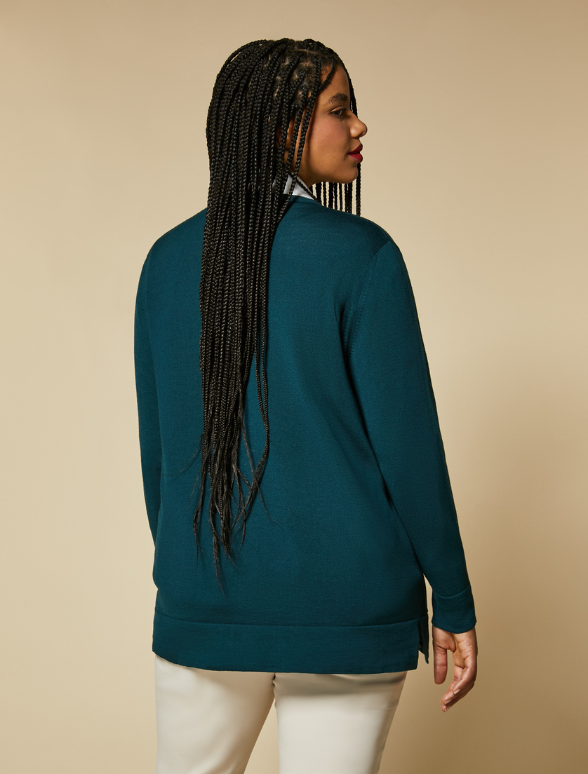 Cardigan aus reiner Wolle - Dunkelgrün - Marina Rinaldi - 3