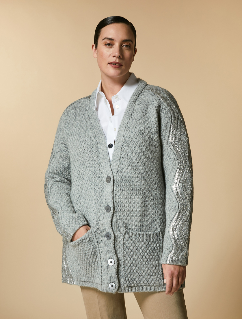 Cardigan aus Wollgemisch - Silber - Marina Rinaldi
