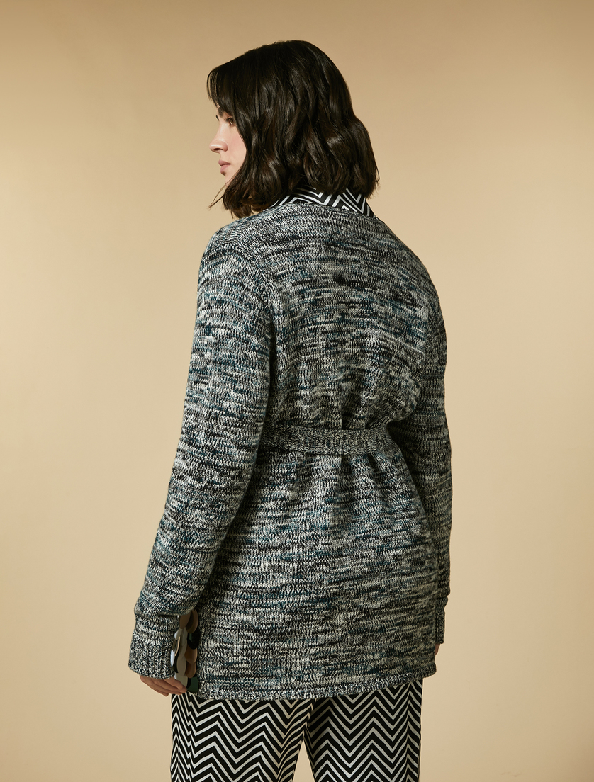 Wool and cotton cardigan - Dark green - Marina Rinaldi - 3