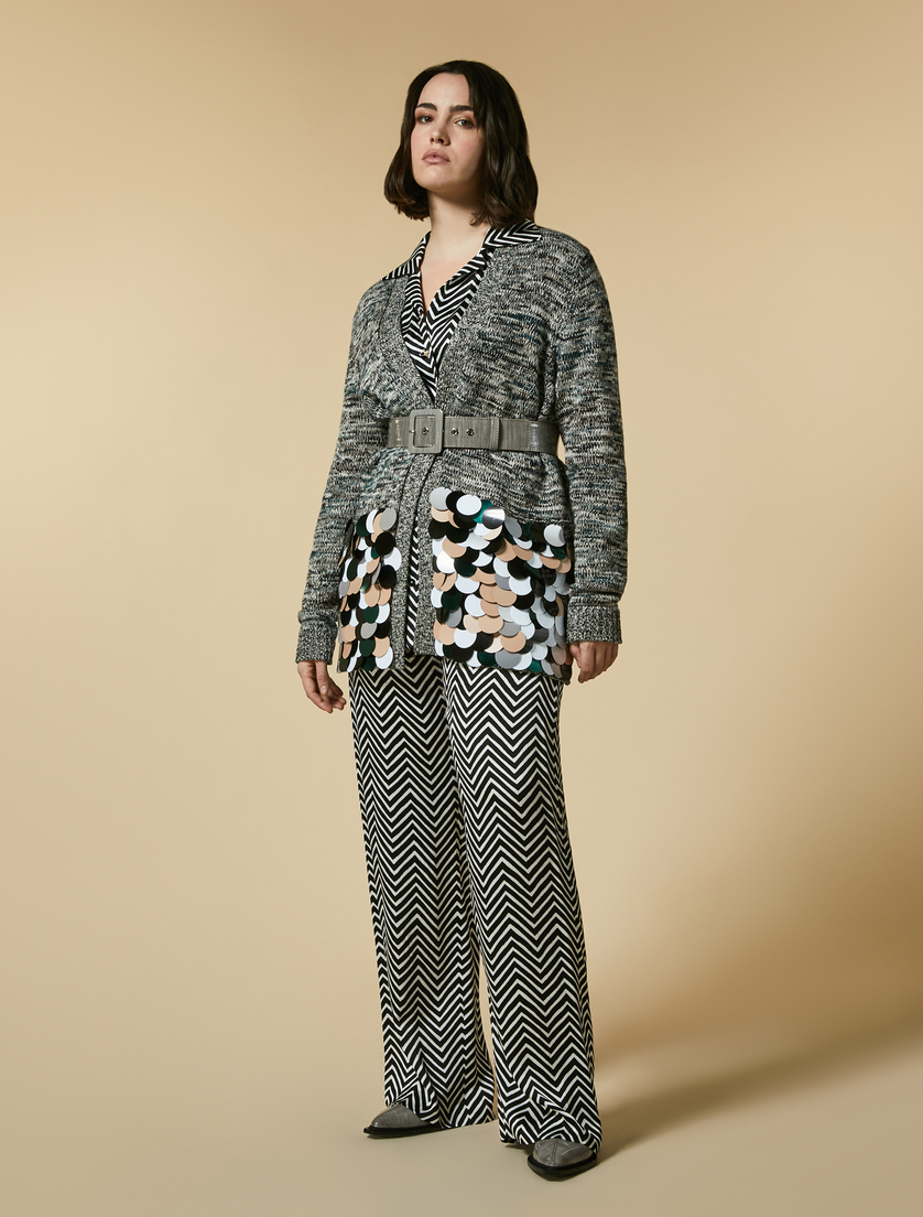Wool and cotton cardigan - Dark green - Marina Rinaldi - 4