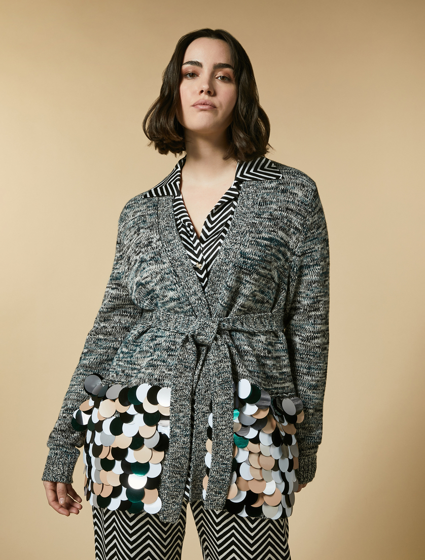 Wool and cotton cardigan - Dark green - Marina Rinaldi