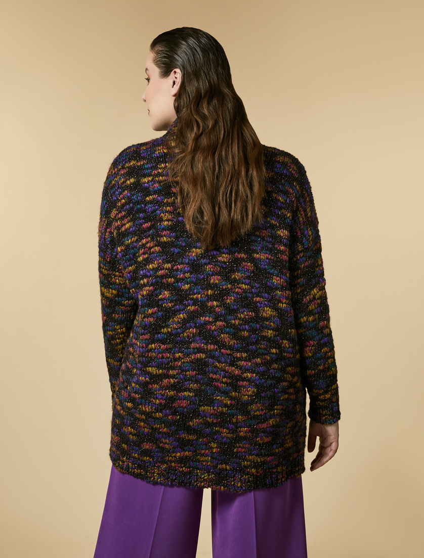 Multicoloured malfilé cardigan - Purple - Marina Rinaldi - 3
